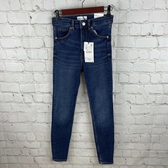 ZARA Hi-Rise Vintage Skinny Ankle Length Blue Jeans US 4 Euro 36 NWT